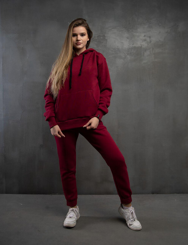 Женский костюм премиум без флиса Худи со шнурками и джогеры обновленные удлиненные