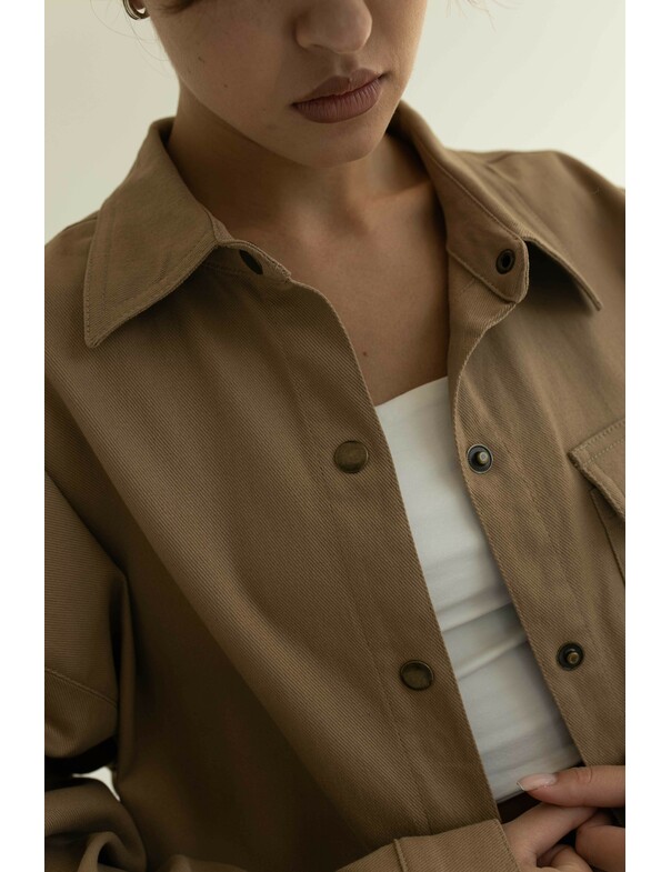 Женская рубашка оверсайз экрю