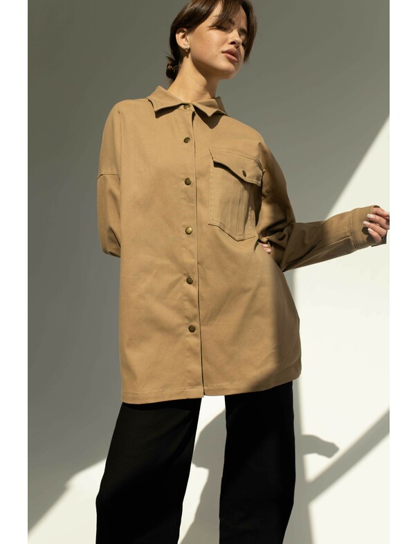 Жіноча сорочка оверсайз екрю