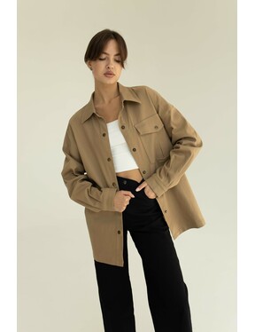 Женская рубашка оверсайз экрю