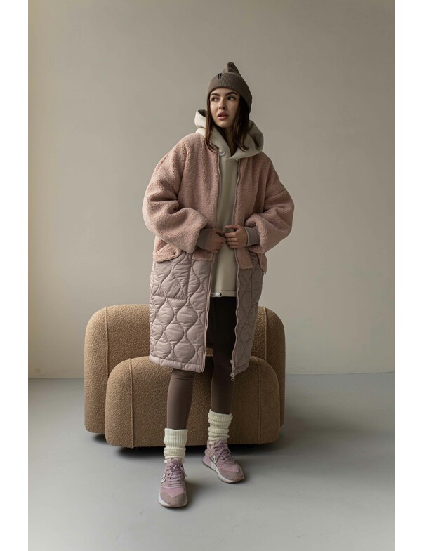 Женское комбинированое пальто