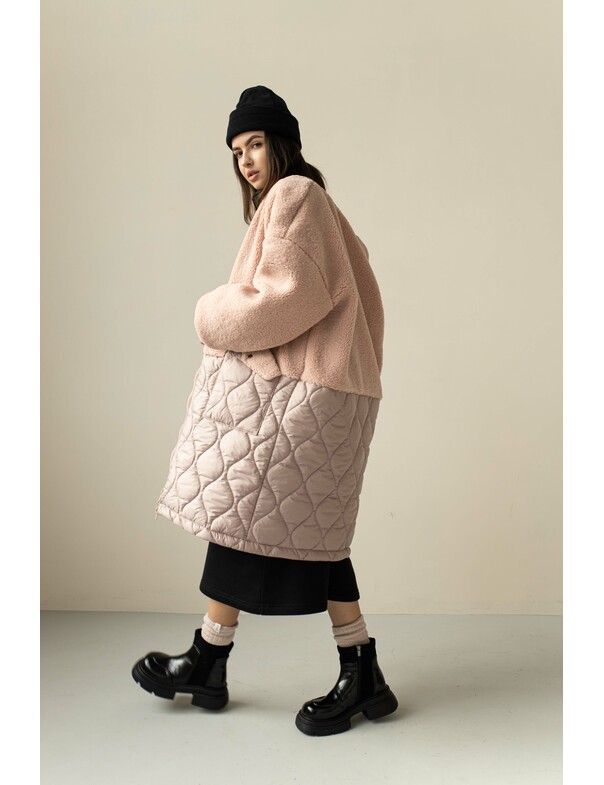 Женское комбинированое пальто