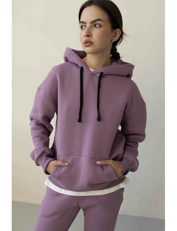 Женский костюм премиум на флисе Худи со шнурками и джогеры обновленные (р)
