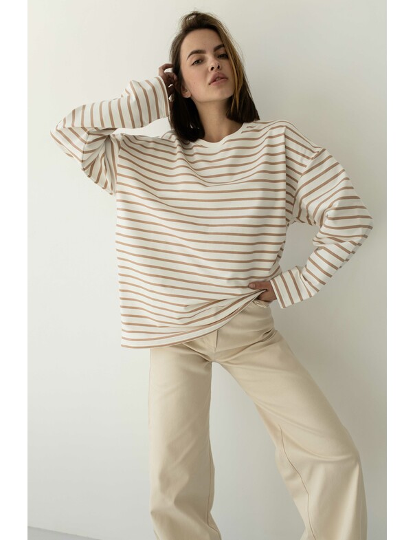 Унисекс лонгслив оверсайз в полоску