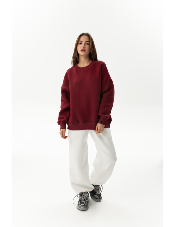 Свитшот премиум оверсайз на флисе цвет тёмно-капучиновый 7