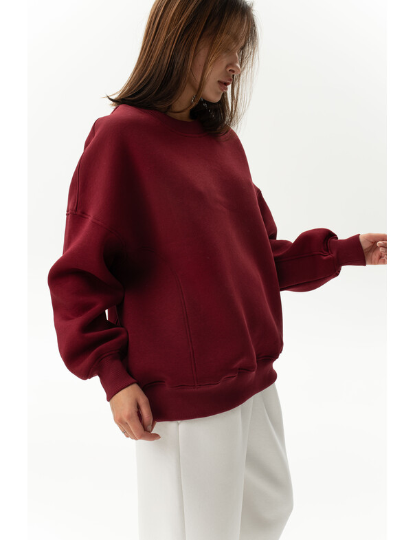 Свитшот премиум оверсайз на флисе цвет тёмно-капучиновый 7