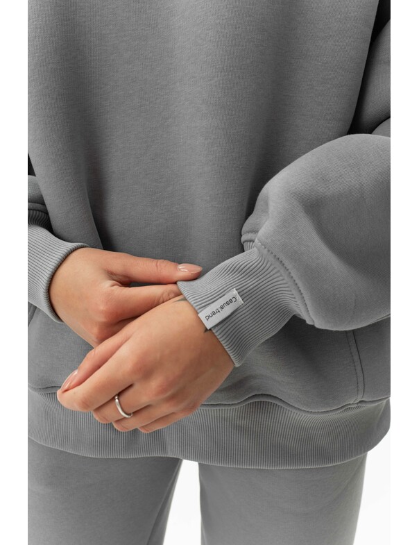 Свитшот премиум оверсайз на флисе цвет тёмно-капучиновый 7