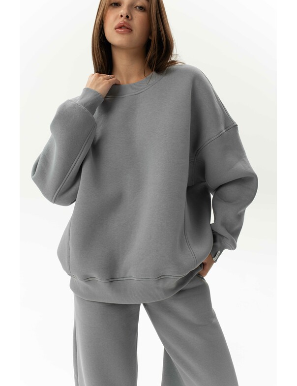 Світшот преміум оверсайз на флісі колір темно-капучиновий 0