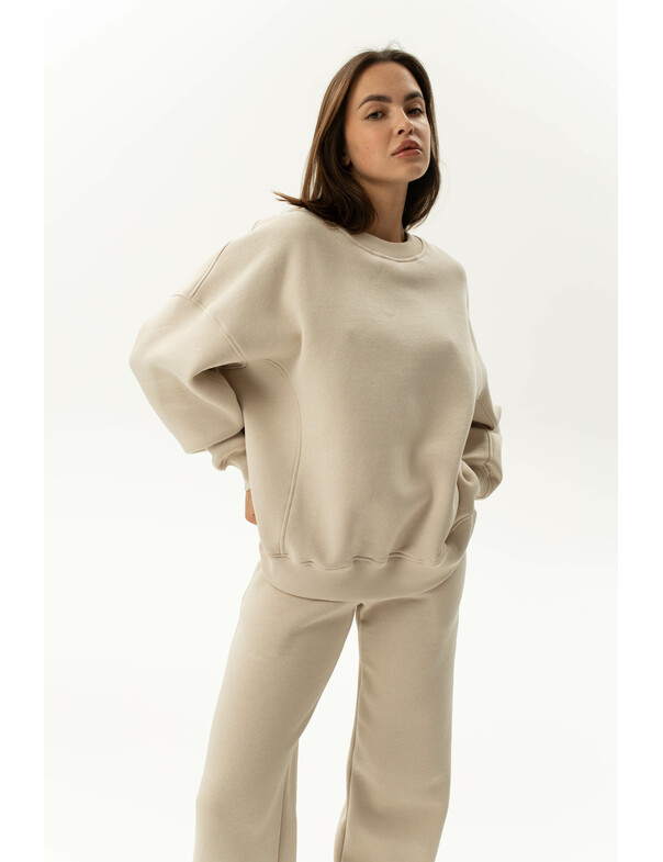 Світшот преміум оверсайз на флісі колір темно-капучиновий 0