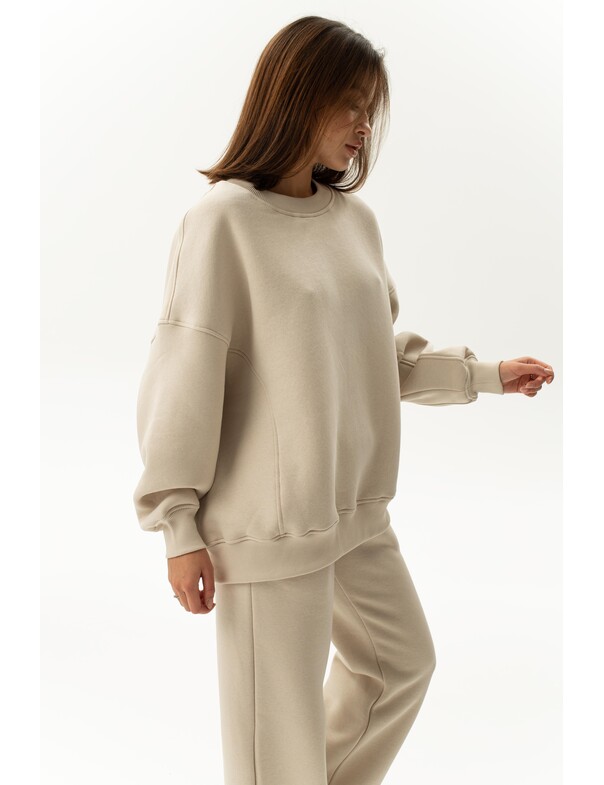 Свитшот премиум оверсайз на флисе цвет тёмно-капучиновый 7