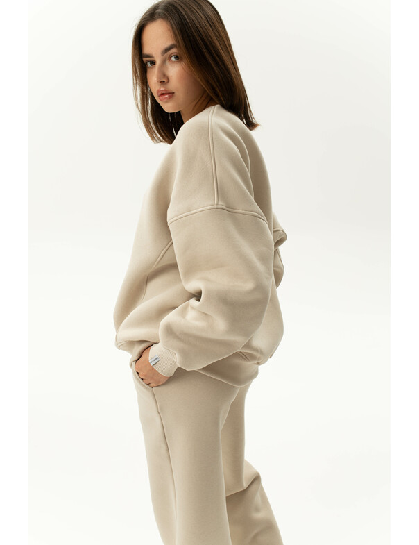 Свитшот премиум оверсайз на флисе цвет тёмно-капучиновый 7