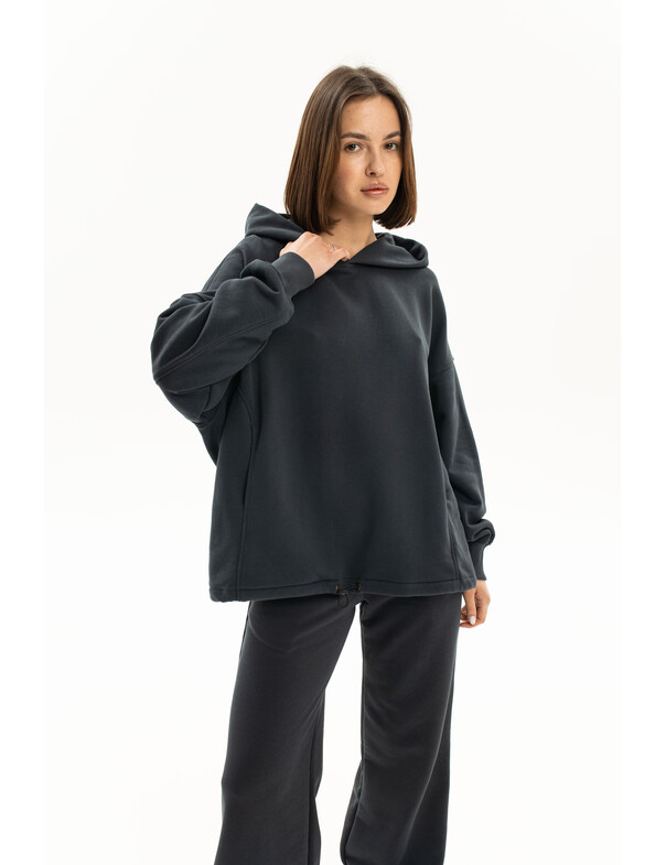 Женский худи оверсайз со стяжкой без флиса