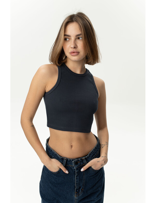 Жіночий топ майка з щільного рубчика