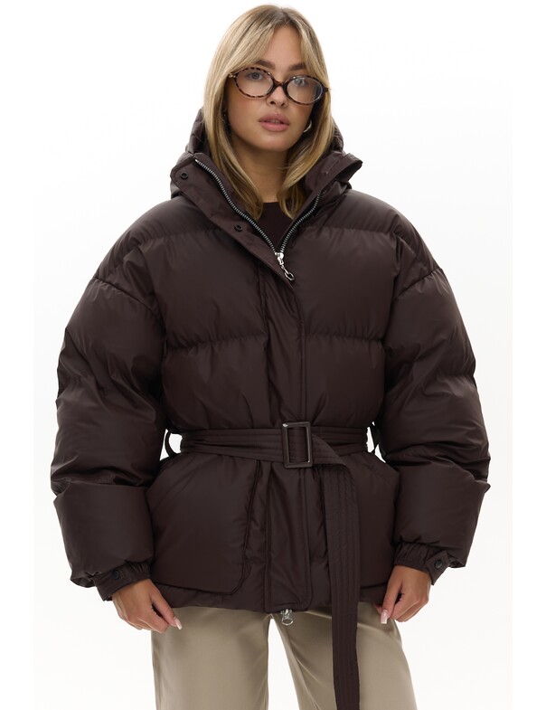 Жіночий пуховик з поясом