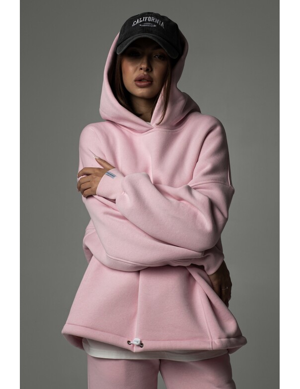 Унисекс оверсайз худи с рельефами на стяжках на флисе