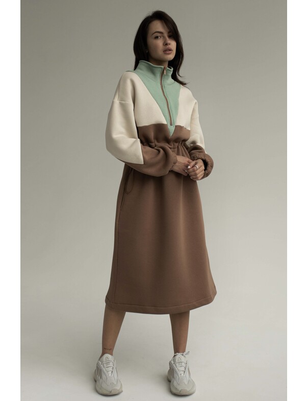 Жіноче комбіноване плаття трьохнитка на флісі