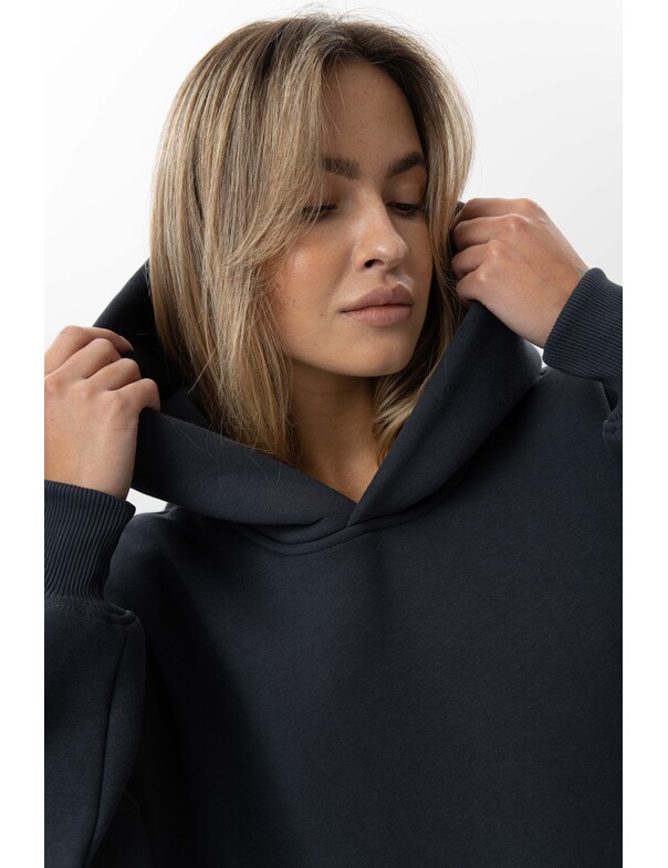 Унисекс оверсайз худи с рельефами на стяжках на флисе