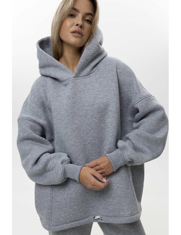 Унисекс оверсайз худи с рельефами на стяжках на флисе