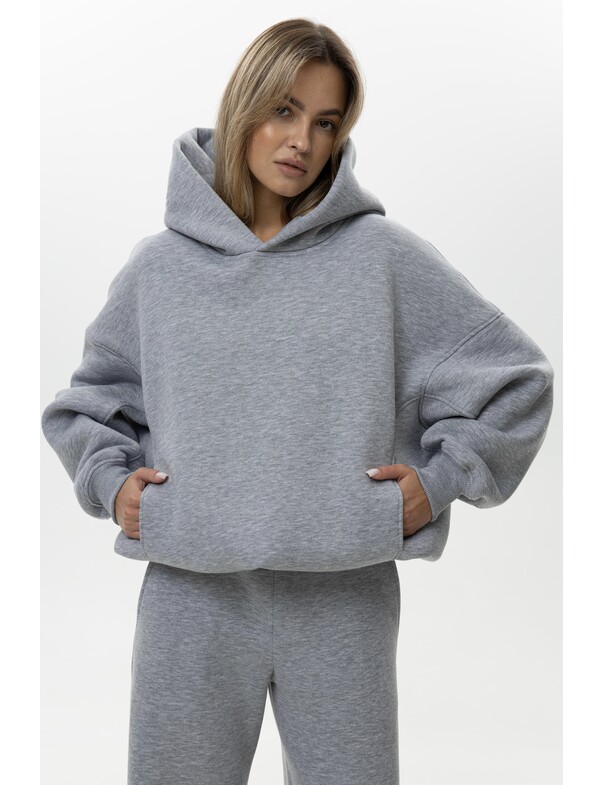 Унисекс оверсайз худи с рельефами на стяжках на флисе