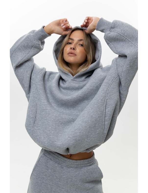 Унисекс оверсайз худи с рельефами на стяжках на флисе