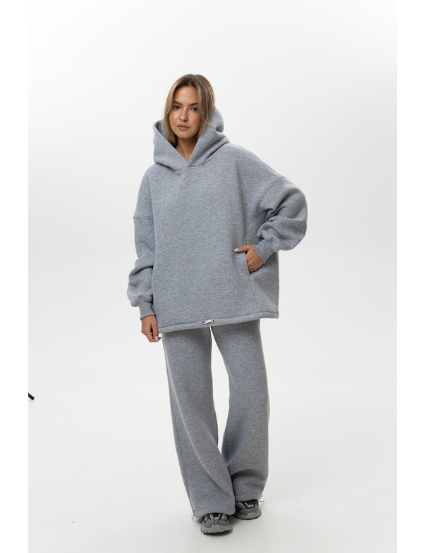 Унисекс оверсайз худи с рельефами на стяжках на флисе