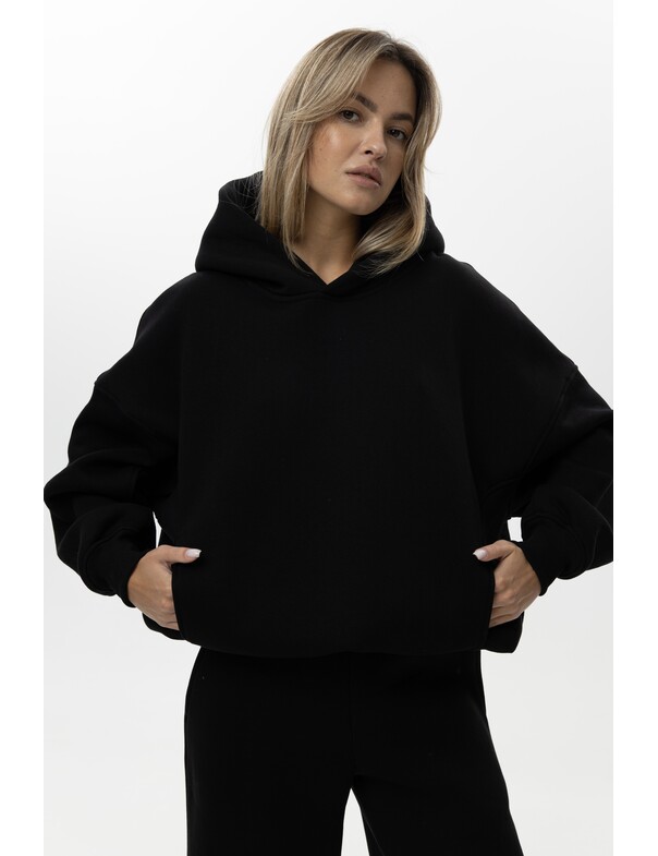 Унисекс оверсайз худи с рельефами на стяжках на флисе