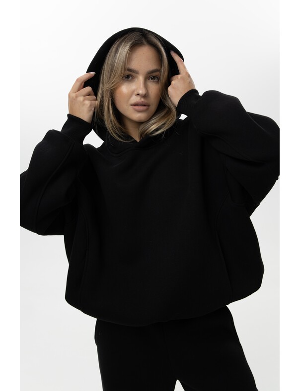 Унисекс оверсайз худи с рельефами на стяжках на флисе