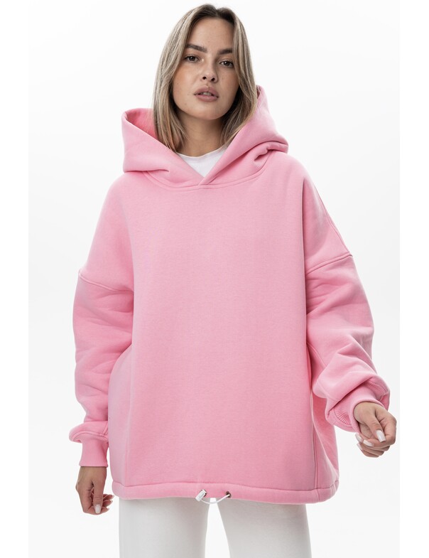 Унисекс оверсайз худи с рельефами на стяжках на флисе