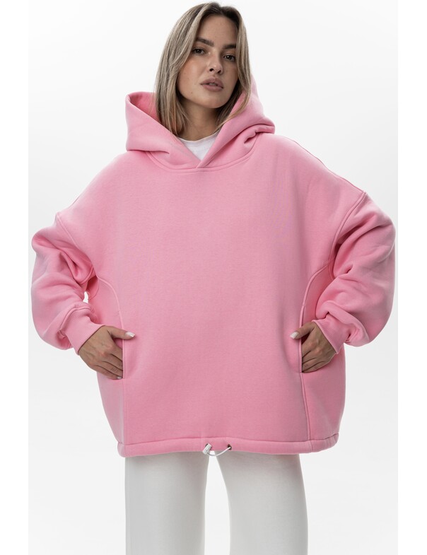 Унисекс оверсайз худи с рельефами на стяжках на флисе