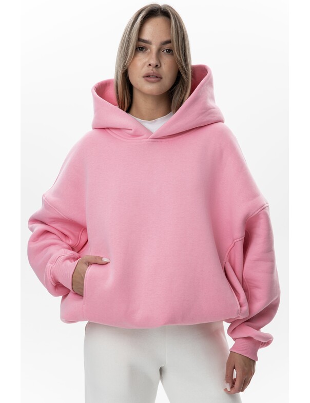 Унисекс оверсайз худи с рельефами на стяжках на флисе