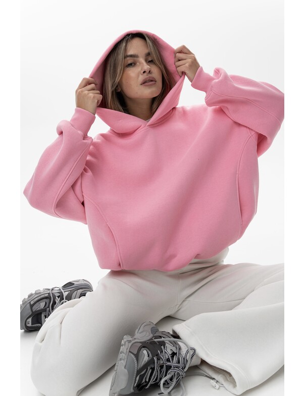 Унисекс оверсайз худи с рельефами на стяжках на флисе