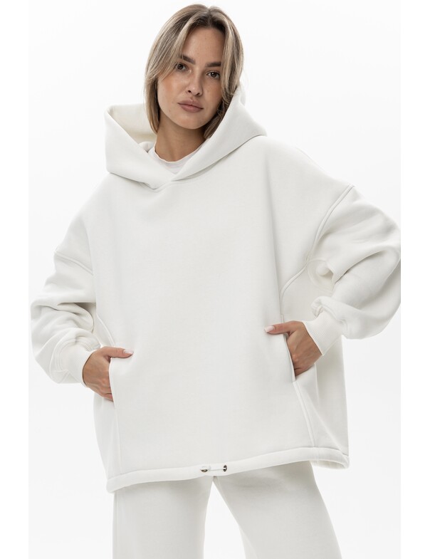 Унисекс оверсайз худи с рельефами на стяжках на флисе
