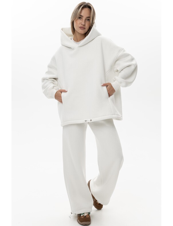 Унисекс оверсайз худи с рельефами на стяжках на флисе