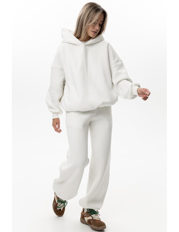 Унисекс оверсайз худи с рельефами на стяжках на флисе