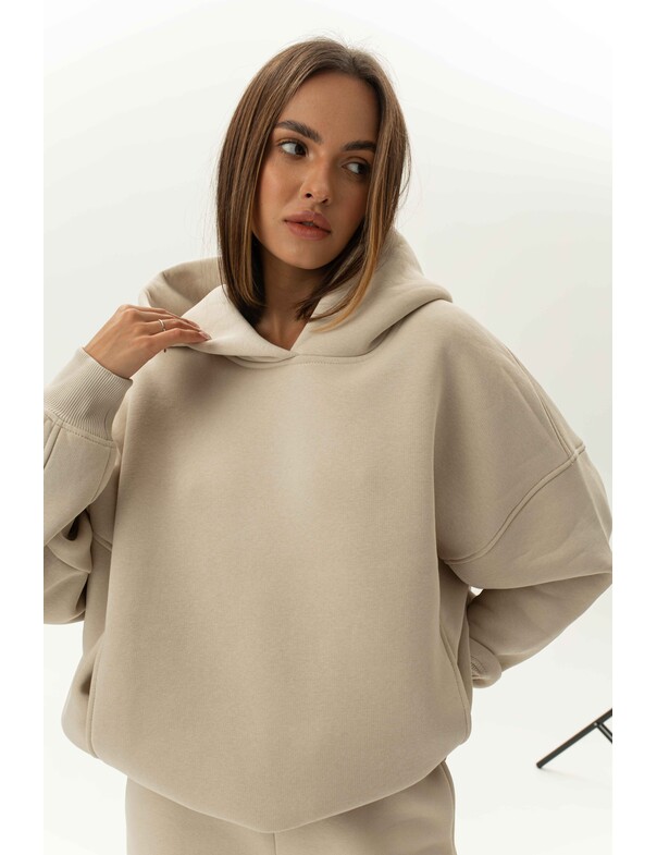 Унисекс оверсайз худи с рельефами на стяжках на флисе