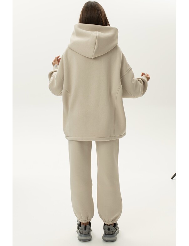 Унисекс оверсайз худи с рельефами на стяжках на флисе