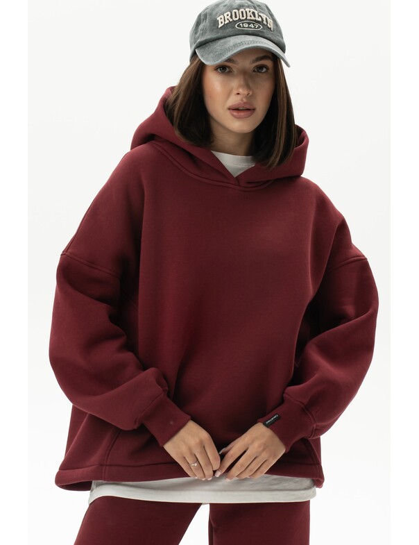 Унисекс оверсайз худи с рельефами на стяжках на флисе