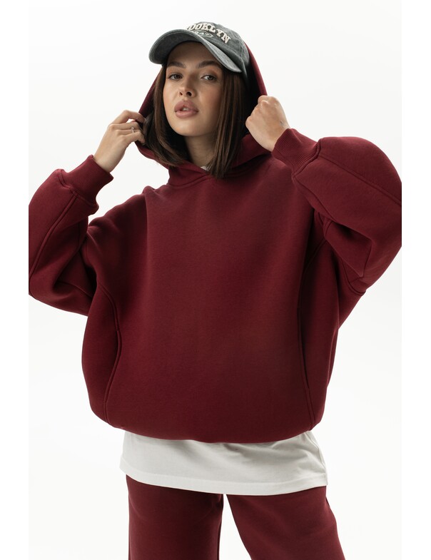 Унисекс оверсайз худи с рельефами на стяжках на флисе