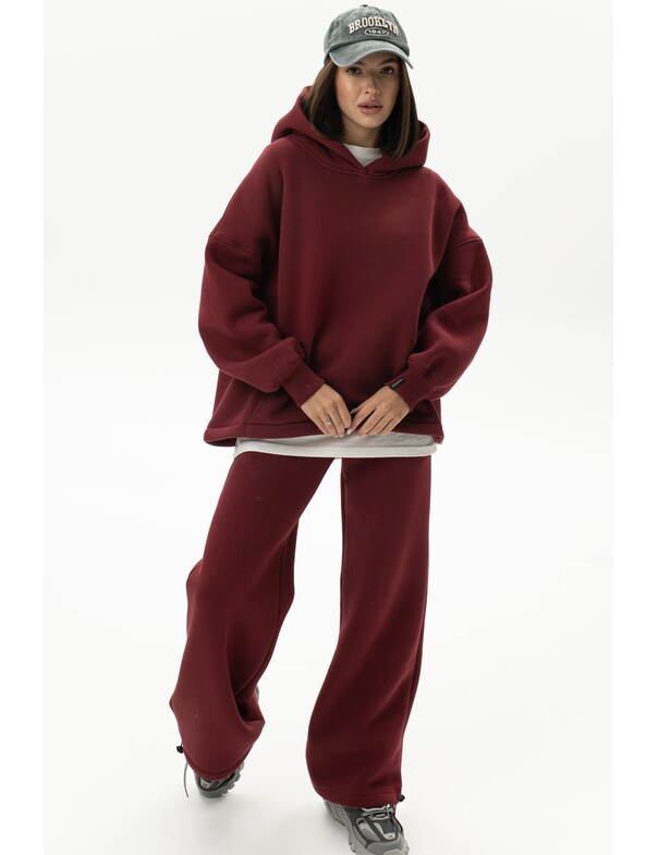 Унисекс оверсайз худи с рельефами на стяжках на флисе