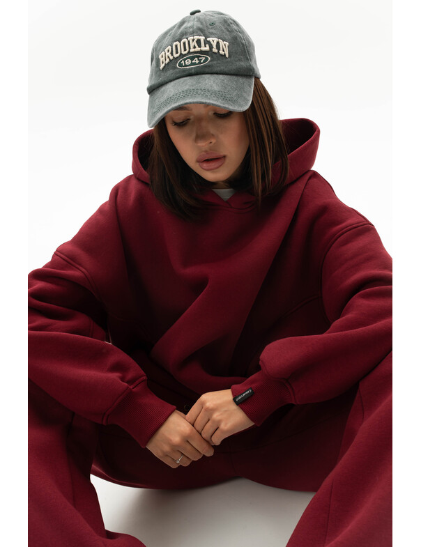 Унисекс оверсайз худи с рельефами на стяжках на флисе