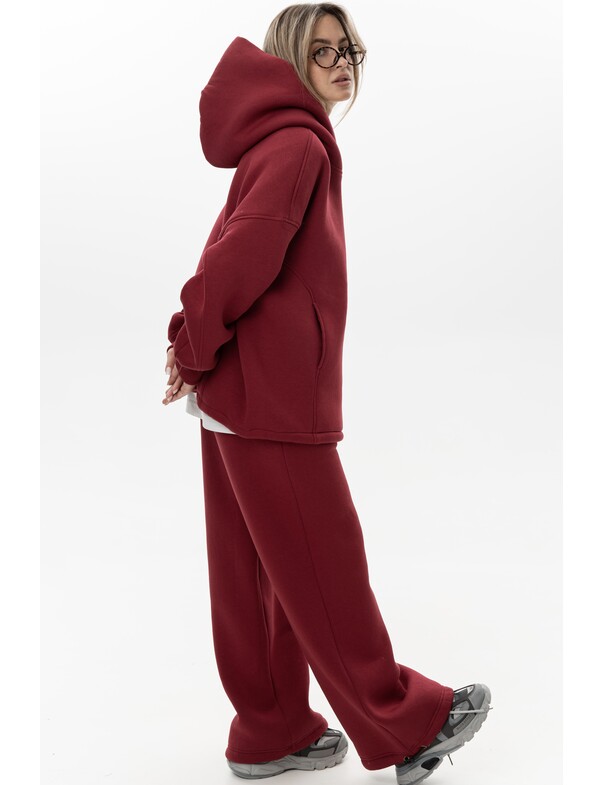 Унисекс оверсайз худи с рельефами на стяжках на флисе