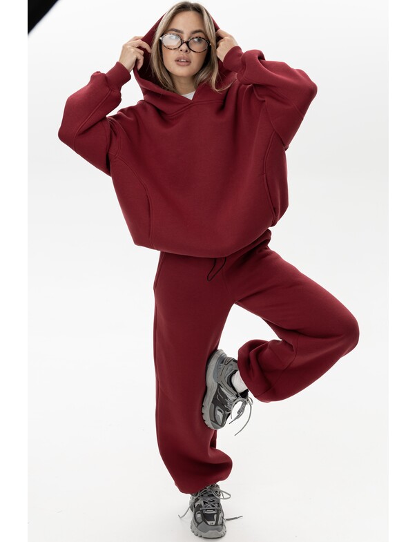 Унисекс оверсайз худи с рельефами на стяжках на флисе