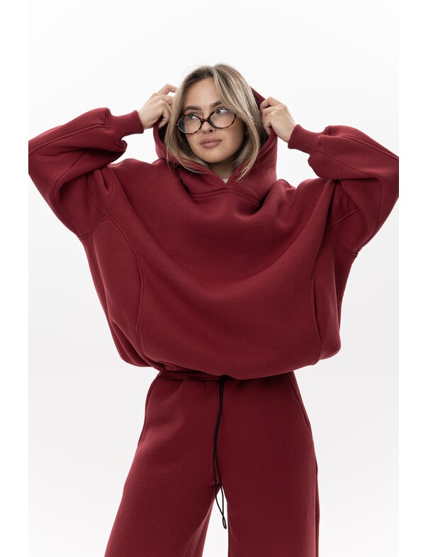 Унисекс оверсайз худи с рельефами на стяжках на флисе