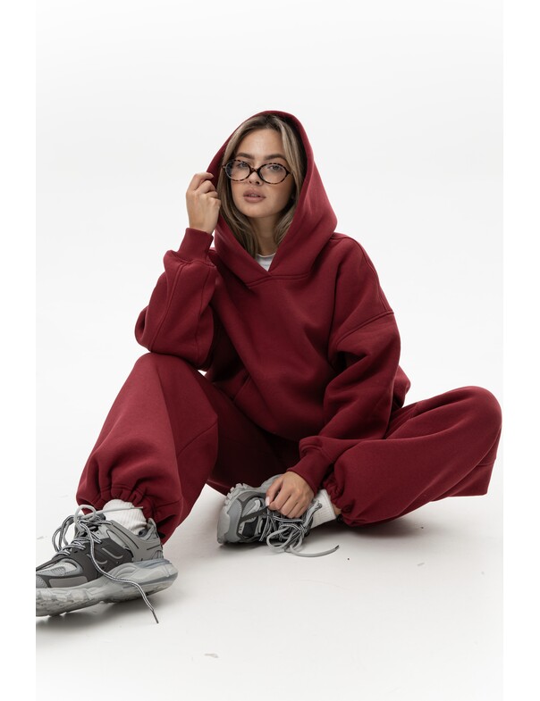 Унисекс оверсайз худи с рельефами на стяжках на флисе