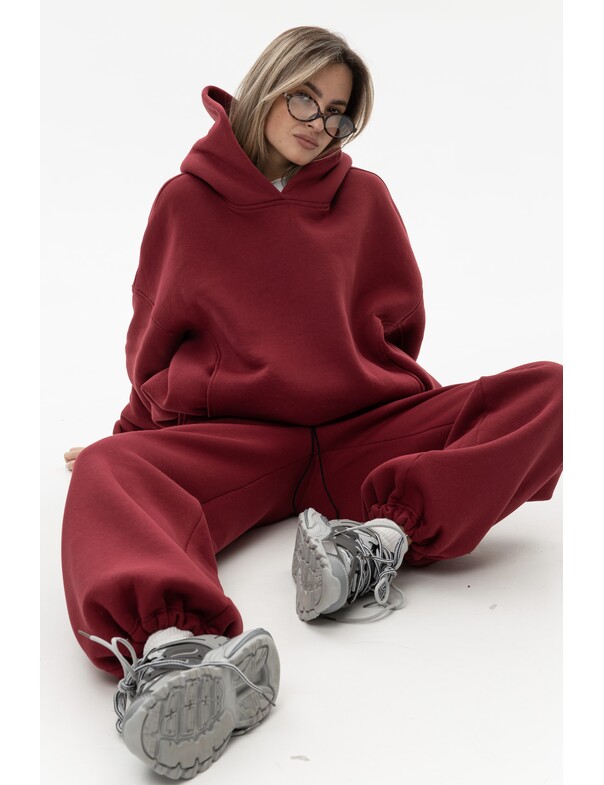 Унисекс оверсайз худи с рельефами на стяжках на флисе