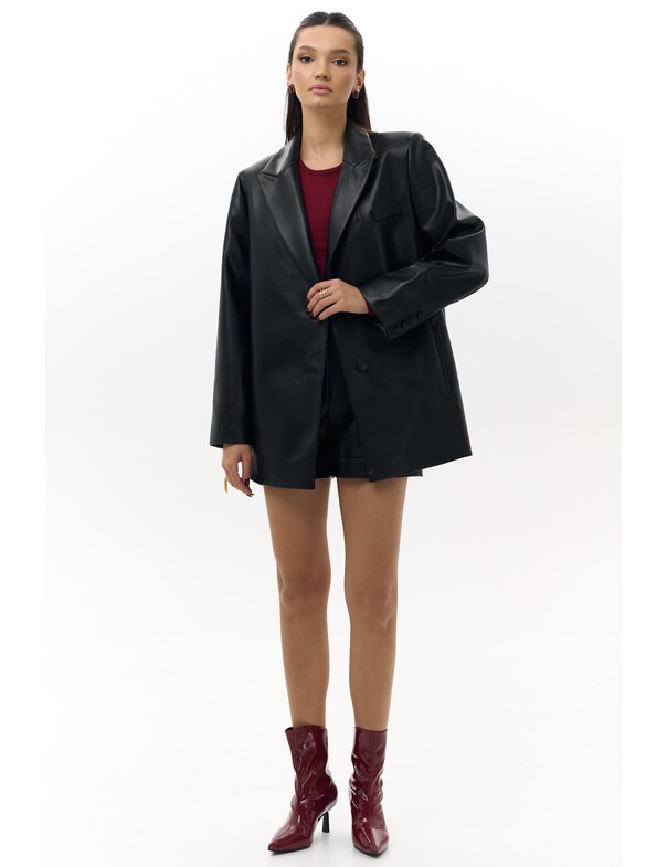 Женский оверсайз жакет из экокожи Женский оверсайз жакет из экокожи