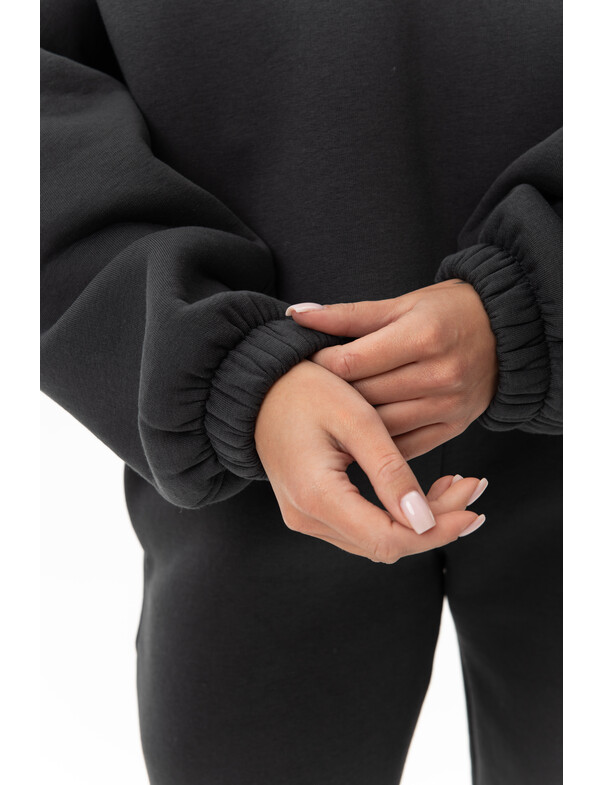 Унисекс оверсайз худи с рельефами на стяжках на флисе обновленный