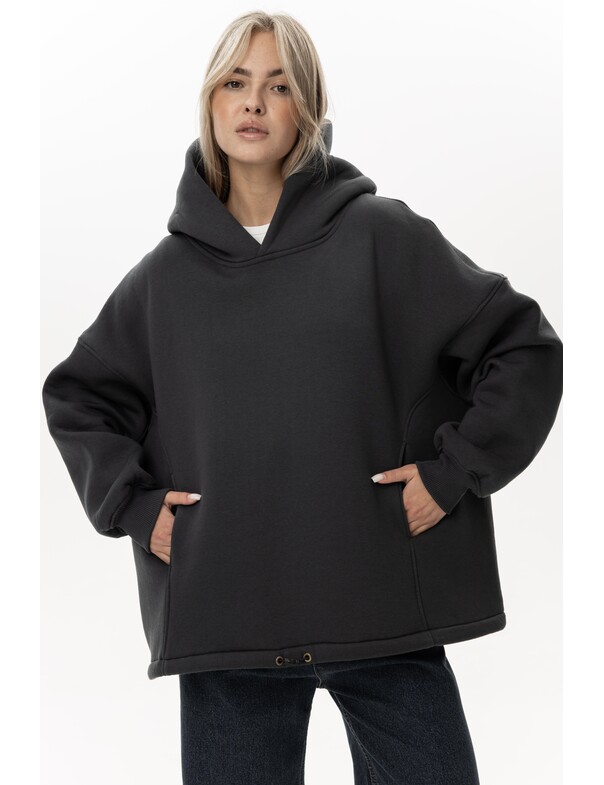 Унісекс оверсайз худі з рельєфами на стяжках на флісі