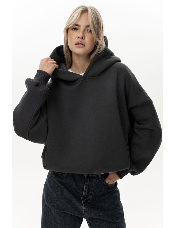 Унісекс оверсайз худі з рельєфами на стяжках на флісі