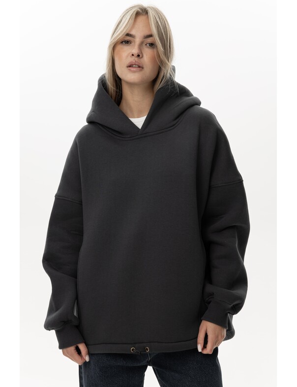 Унісекс оверсайз худі з рельєфами на стяжках на флісі